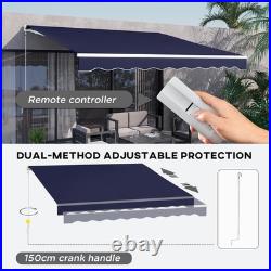 12' x 10' Electric Retractable Patio Awning with Remote UV Resistant Blue
