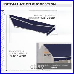 12' x 10' Electric Retractable Patio Awning with Remote UV Resistant Blue