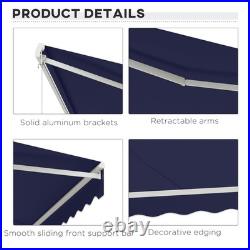 12' x 10' Electric Retractable Patio Awning with Remote UV Resistant Blue