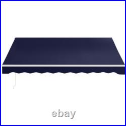 12' x 10' Electric Retractable Patio Awning with Remote UV Resistant Blue
