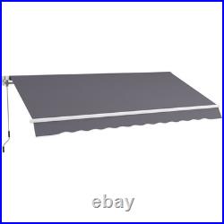 12' x 10' Outdoor Manual Retractable Awning Window Sunshade Shelter Gray