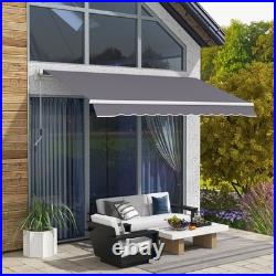 12' x 10' Outdoor Manual Retractable Awning Window Sunshade Shelter Gray
