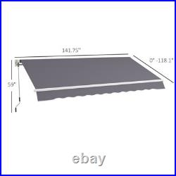 12' x 10' Outdoor Manual Retractable Awning Window Sunshade Shelter Gray
