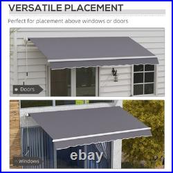 12' x 10' Outdoor Manual Retractable Awning Window Sunshade Shelter Gray