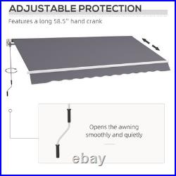 12' x 10' Outdoor Manual Retractable Awning Window Sunshade Shelter Gray