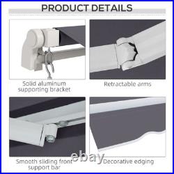 12' x 10' Outdoor Manual Retractable Awning Window Sunshade Shelter Gray