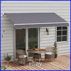 12' x 10' Outdoor Manual Retractable Awning Window Sunshade Shelter Gray