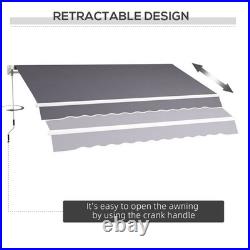 12' x 10' Outdoor Manual Retractable Awning Window Sunshade Shelter Gray