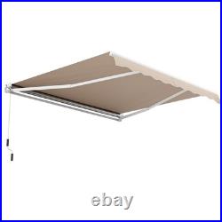12' x 10' Retractable Patio Awning Aluminum Deck Sunshade Shelter Outdoor Beige