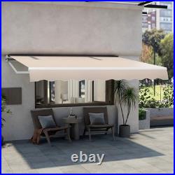 12' x 10' Retractable Patio Awning Aluminum Deck Sunshade Shelter Outdoor Beige