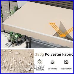 12' x 10' Retractable Patio Awning Aluminum Deck Sunshade Shelter Outdoor Beige