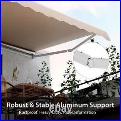 12' x 10' Retractable Patio Awning Aluminum Deck Sunshade Shelter Outdoor Beige