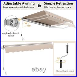 12' x 10' Retractable Patio Awning Aluminum Deck Sunshade Shelter Outdoor Beige