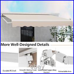 12' x 10' Retractable Patio Awning Aluminum Deck Sunshade Shelter Outdoor Beige