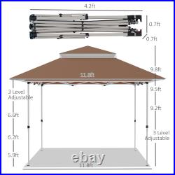 12' x 12' Backyard Party Cabana Gazebo with 3-Level Adjustable Height