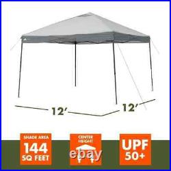 12' x 12' Instant Straight Leg Canopy Tent Outdoor Camping Shade Gray EASY SETUP