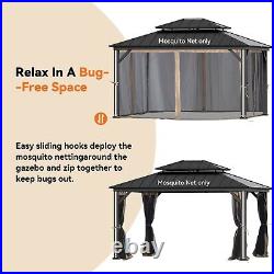 12' x 14' Gazebo Mosquito Netting Replacement Universal 4-Panel Sidewalls