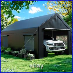 12' x 20' Carport Canopy Heavy Duty Car Port with Side Doors Outdoor Car Shelter
