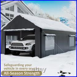 12' x 20' Carport Canopy Heavy Duty Car Port with Side Doors Outdoor Car Shelter