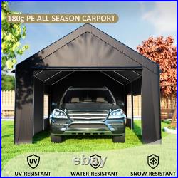 12' x 20' Carport Canopy Heavy Duty Car Port with Side Doors Outdoor Car Shelter