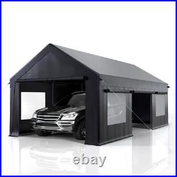 12' x 20' Carport Canopy Heavy Duty Car Port with Side Doors Outdoor Car Shelter