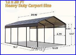 12 x 20 ft Outdoor Carport Heavy Duty Gazebo Garage Car Shelter Shade withSidewall