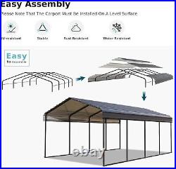 12 x 20 ft Outdoor Carport Heavy Duty Gazebo Garage Car Shelter Shade withSidewall