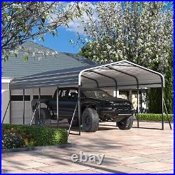 12 x 20 ft Outdoor Metal Carport with Galvanized Steel Roof for Car, Boat, Black