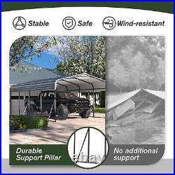 12 x 20 ft Outdoor Metal Carport with Galvanized Steel Roof for Car, Boat, Black