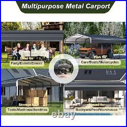 12 x 20 ft Outdoor Metal Carport with Galvanized Steel Roof for Car, Boat, Black