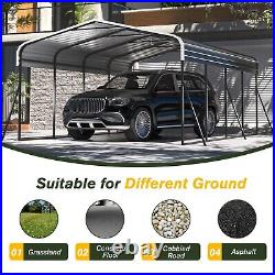 12 x 20 ft Outdoor Metal Carport with Galvanized Steel Roof for Car, Boat, Black