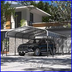 12 x 20 ft Outdoor Metal Carport with Galvanized Steel Roof for Car, Boat, Black