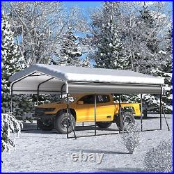 12 x 20 ft Outdoor Metal Carport with Galvanized Steel Roof for Car, Boat, Black