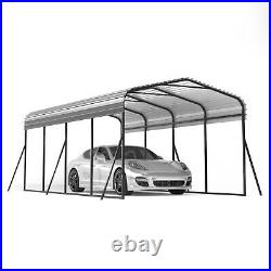 12 x 20 ft Outdoor Metal Carport with Galvanized Steel Roof for Car, Boat, Black