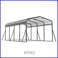 12 x 20 ft Outdoor Metal Carport with Galvanized Steel Roof for Car, Boat, Black