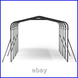 12 x 20 ft Outdoor Metal Carport with Galvanized Steel Roof for Car, Boat, Black