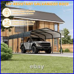 12 x 20FT Heavy-duty Metal Carport with Galvanized Steel Roof for Cars Trucks US