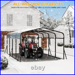 12 x 20FT Heavy-duty Metal Carport with Galvanized Steel Roof for Cars Trucks US
