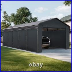 12 x 25 ft Outdoor Carport Metal Carport Canopy Heavy Duty Carport with Sidewall