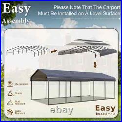 12 x 25 ft Outdoor Carport Metal Carport Canopy Heavy Duty Carport with Sidewall