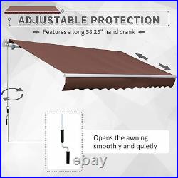 12' x 8' Outdoor Patio Manual Retractable Patio Awning Window Sunshade Shelter