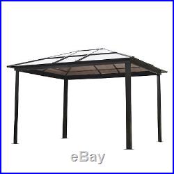 12'x10' Gazebo Canopy Net Hardtop Roof Aluminum Outdoor Patio Tent With Mesh Walls