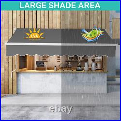 12'x10' Patio Awning Retractable Awning Sunshade Shelter with Crank Handle Gray