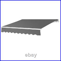 12'x10' Patio Awning Retractable Awning Sunshade Shelter with Crank Handle Gray