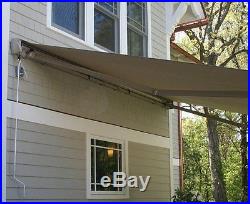 12'x10'Patio Awning Tan Outdoor Deck Manual Retractable Shade Sun Shelter Canopy