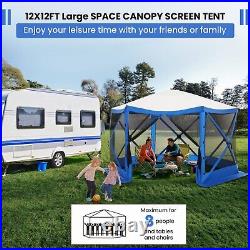 12'x12' Folding EZ Pop up Canopy Gazebo Netting Screen House Party Tent Camping