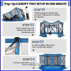 12'x12' Folding EZ Pop up Canopy Gazebo Netting Screen House Party Tent Camping#