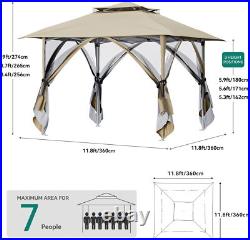 12'x12' Outdoor Patio Canopy Gazebo with Curtains Mesh Netting Waterproof Roof