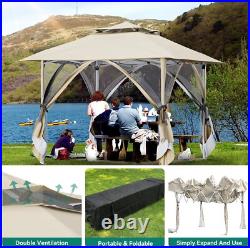 12'x12' Outdoor Patio Canopy Gazebo with Curtains Mesh Netting Waterproof Roof
