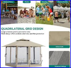 12'x12' Outdoor Patio Canopy Gazebo with Curtains Mesh Netting Waterproof Roof